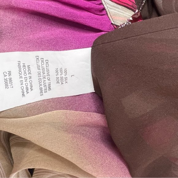 Bebe 100% silk top bling Jewel π rhinestone neckline boho ombrΓ© pattern bubble - Picture 14 of 16